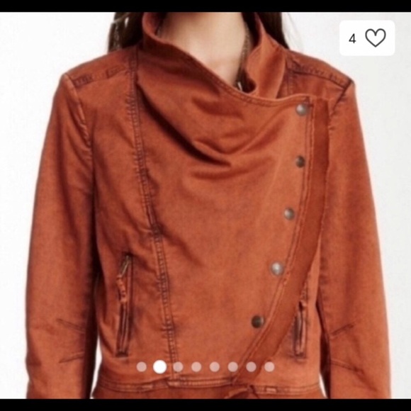 Free People Jacket Size-XS Draped Moto Orange EUC - Picture 1 of 8